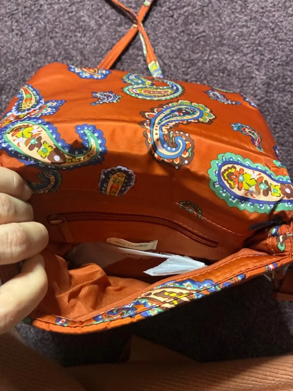 Vera Bradley small Flap Hipster Orange Manor Paisley Quilted Crossbody Bag NWT - Picture 3 of 5
